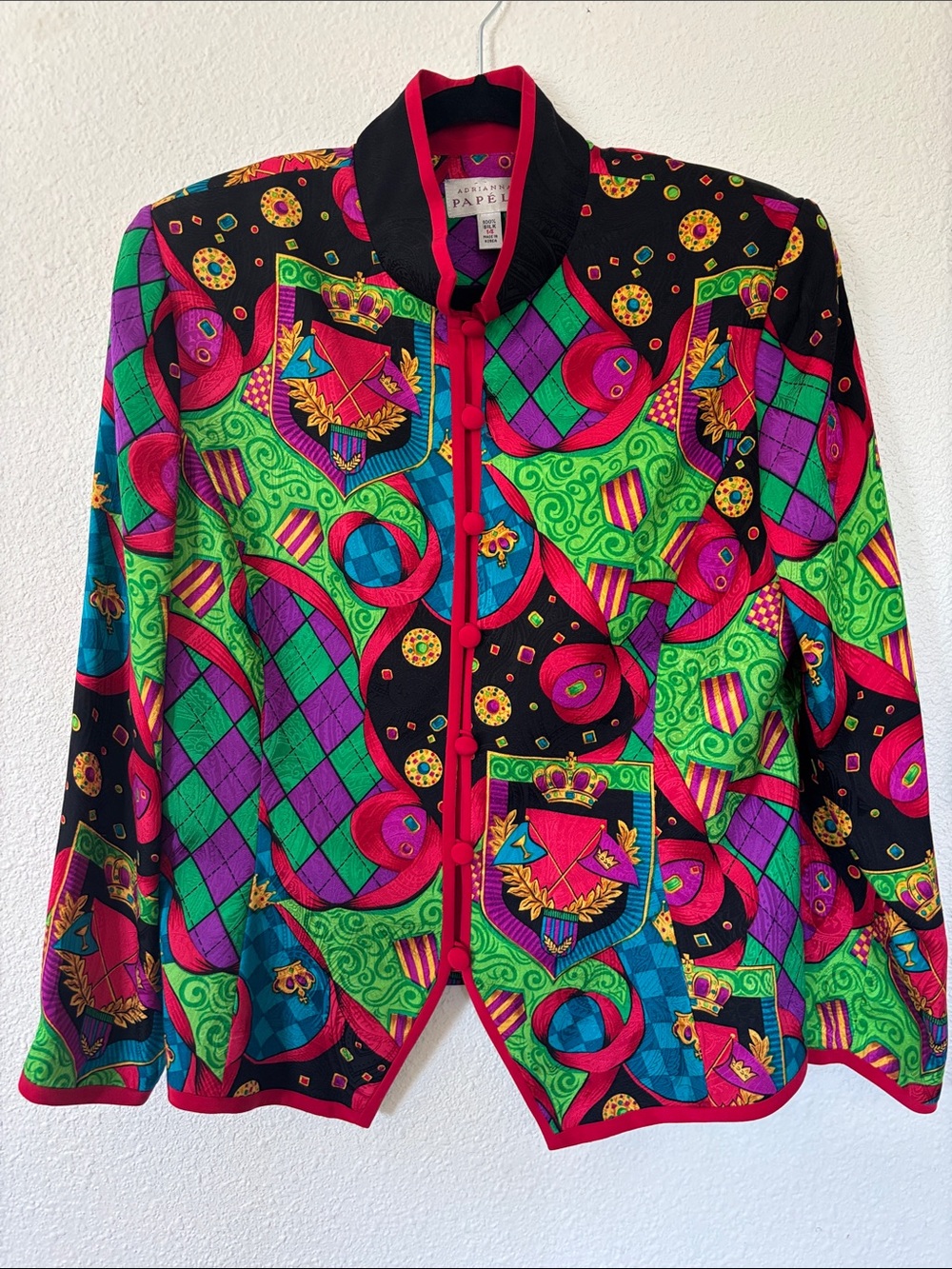Colorful 90s SILK blazer vintage maximalist